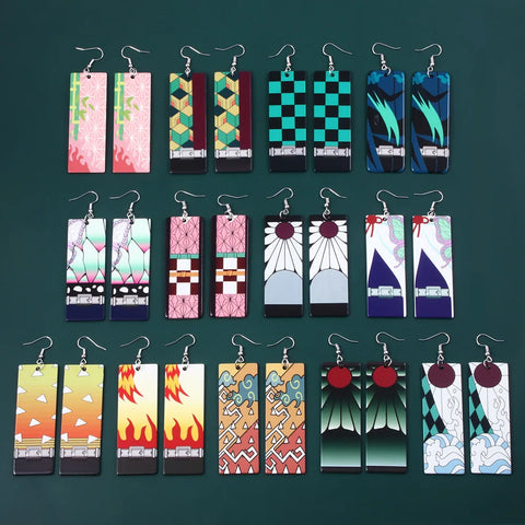 Demon Slayer Anime Acrylic Drop Earrings Tanjirou Nezuko Shinobu Kyoujurou Muichirou Jewelry for Women