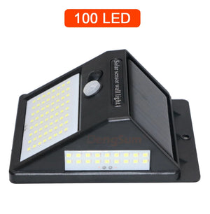 100 LED Solar Motion Sensor Street Light, Sunlight Control, 3-Sided, Outdoor Yard Path Home Garden Lamp