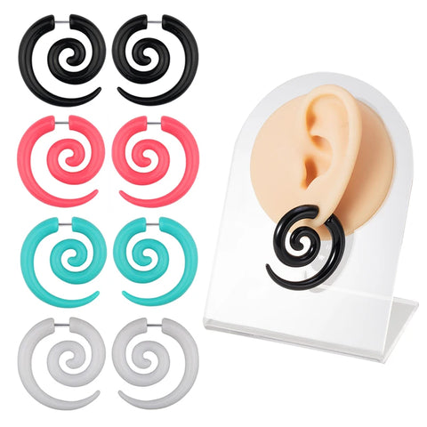2pcs Acrylic Fake Plug Tunnel Earrings Spiral Taper Stud Cheater Stretcher Expander Piercing Jewelry