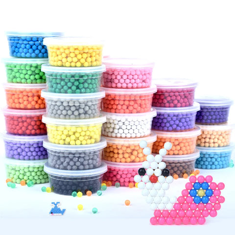30 Colors 5mm Water Beads Kit - 600pcs | Magic Beads Educational Toy Set with Pegboard