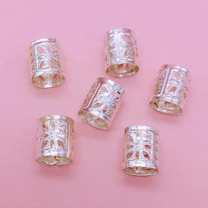 100pcs Adjustable Gold/Silver Dreadlock Beads Cuffs Clips Rings Hair Accessories
