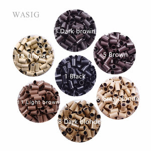 1000pcs 3.4mm Micro Copper Tube Rings for Hair Extensions, Euro Lock Flaring Beads Links, 7 Color Options