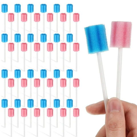 100-Pack Soft Disposable Oral Swabs - Sponge Sticks for Mouth & Dental Care