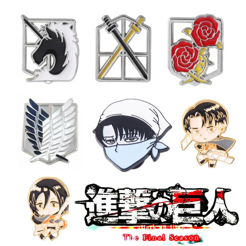 Attack On Titan Enamel Pins Levi Mikasa Brooch Anime Lapel Pin Jewelry for Fans