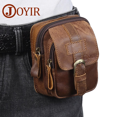Genuine Leather Men's Waist Pack Vintage Bum Bag Money Belt Pouch Fanny Pack for Men