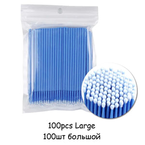 100-Pack Disposable Micro Brushes for Eyelash Extensions & Makeup Application