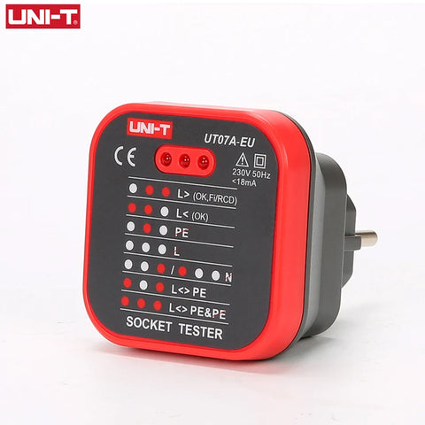 EU Plug Socket Tester Detector Ground Neutral Polarity Phase Checker Wiring RCD Leakage Test