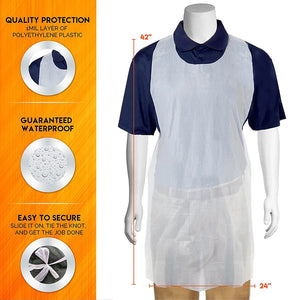 100-Pack Disposable Waterproof Kitchen BBQ Cleaning Aprons - Unisex