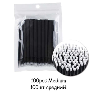 100-Pack Disposable Micro Brushes for Eyelash Extensions & Makeup Application