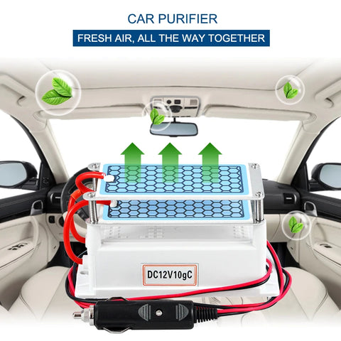 10g 12V Car Ozone Air Purifier Freshener Humidifier Sterilizer with Ceramic Plate
