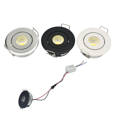 12V Mini COB Ceiling Light 3W for Showcase Jewelry Cabinet, LED Spotlight, 40-45mm Cut Out Hole