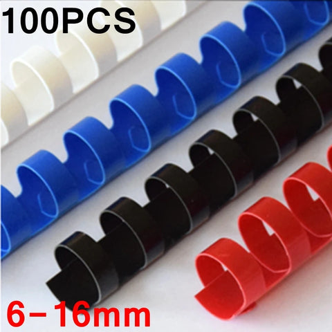 4 Colors 100pcs PVC Binding Aprons 21 Rings for 6-16mm, Bind 20-120 Sheets, A4 File Plastic Comb Binding Machine Rings