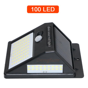 100 LED Solar Motion Sensor Street Light, Sunlight Control, 3-Sided, Outdoor Yard Path Home Garden Lamp
