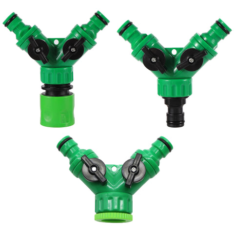 2-Way Garden Hose Y Splitter Adjustable Valves for 1/2 & 3/4 Inch Hoses