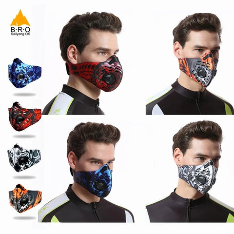 Anti-Pollution Cycling Face Mask, PM 2.5 Dustproof, Activated Carbon Filter, for Training & Outdoor Use