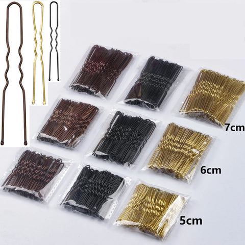 Gold Brown U-Shaped Metal Hairpin, Invisible Styling Bobby Pins, Salon Hair Accessories, Secure Hair Grip