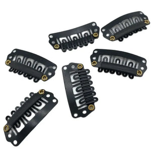 100 Pcs 2.8cm Carbon Steel Snap Clips for Hair Extensions Loop Style Wig Comb Black Hair Accessories
