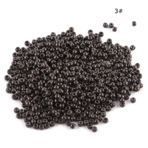 1000pcs Nano Ring Hair Extensions Micro Beads 3mm Small Silicone Links Brown