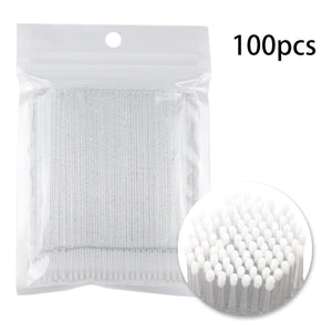 100-Pack Disposable Micro Brushes for Eyelash Extensions & Makeup Application