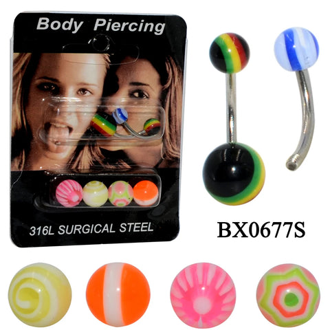 316L Surgical Steel Belly Ring Tongue Barbell Body Piercing Jewelry with Acrylic Ball
