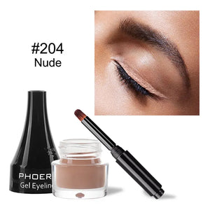 10-Color Waterproof Gel Eyeliner Set with Brush - Long-Lasting Eye Makeup Kit