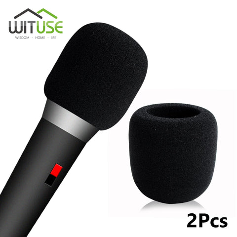 2pcs Black Replacement Foam Microphone Windscreen Sponge Cover for Handheld Stage & Karaoke Mics