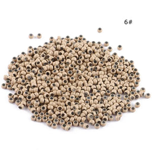 1000pcs Nano Ring Hair Extensions Micro Beads 3mm Small Silicone Links Brown