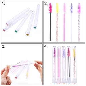 10-Pack Pink Eyelash & Brow Spoolie Brushes: Reusable for Extensions & Mascara