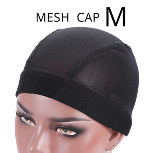 1 Piece Stretch Hairnet Mesh Dome Wig Cap Black Weaving with Elastic Band for Wig Making Sizes S M L