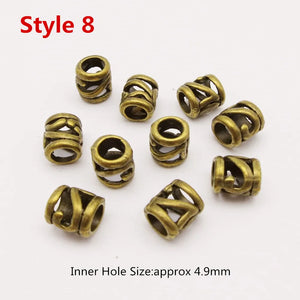 10 Styles Mini Hair Braid Beads Rings Tube Dreadlock Accessories for Men Women 10pcs/pack