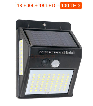 100 LED Solar Motion Sensor Street Light, Sunlight Control, 3-Sided, Outdoor Yard Path Home Garden Lamp