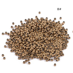 1000pcs Nano Ring Hair Extensions Micro Beads 3mm Small Silicone Links Brown