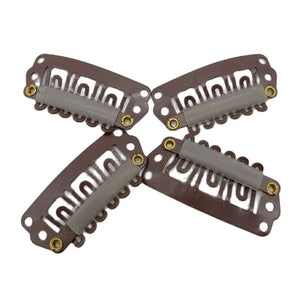 100 Pcs Black 2.8cm 6-Tooth Carbon Steel Snap Clips for Hair Extensions, Loop Wigs, and Hair Accessories