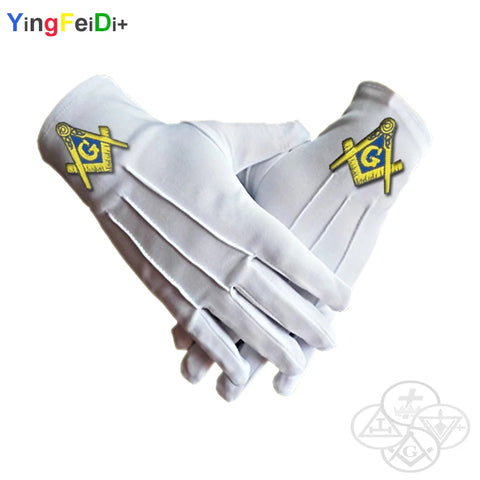 Freemasonry Party Etiquette Embroidered Logo Regalia Gloves Gift