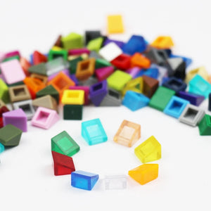 100pcs Colorful 1x1x2/3 Slope Bricks Set - DIY Building Blocks Toy for Kids