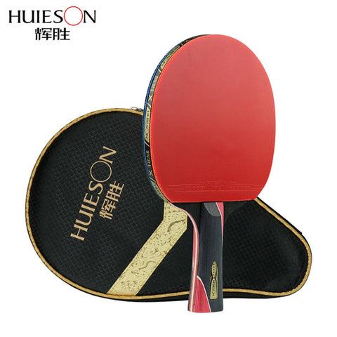5 Star Carbon Fiber Table Tennis Racket with Pimples-In Rubber & Bag