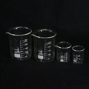 100/150/200/250/300ml Borosilicate Glass Beaker, Low Form, Chemistry Lab Use