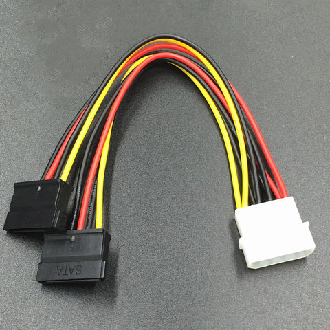 4-Pin Molex to Dual SATA 15-Pin HDD Power Extension Y Splitter Cable Adapter for Hard Drives