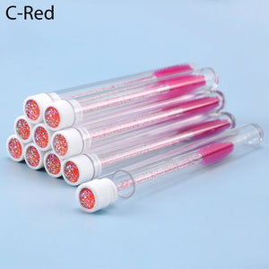 10-Pack Pink Eyelash & Brow Spoolie Brushes: Reusable for Extensions & Mascara