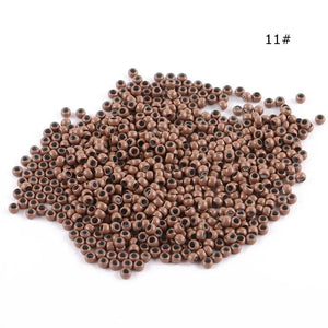 1000pcs Nano Ring Hair Extensions Micro Beads 3mm Small Silicone Links Brown