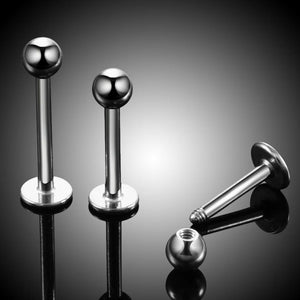 1 Pair Titanium Steel Stud Earrings Small Ball Screws Lip Piercing Body Jewelry for Men