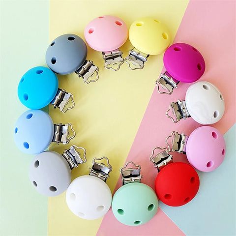 3pcs Silicone Pacifier Clip Set, Round Soother Nursing Holders, BPA Free Teether Clips