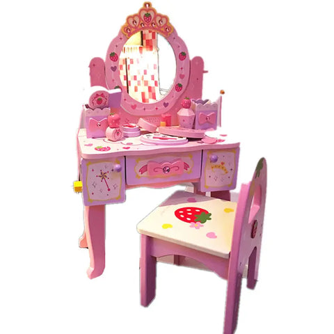 Girl's Princess Dressing Table Set - Simulated 61-Piece Vanity for Birthday Gift