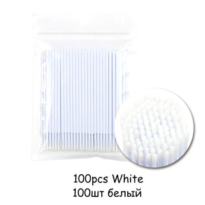 100-Pack Disposable Micro Brushes for Eyelash Extensions & Makeup Application