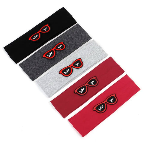 Cartoon Glasses Pattern Headband for Babies - Cotton Stretch Hair Band, Candy Colors, Infant Boys
