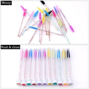 10-Pack Pink Eyelash & Brow Spoolie Brushes: Reusable for Extensions & Mascara