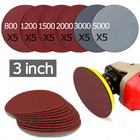 3" 75mm Sanding Disc Kit for Metal, Auto, Wood - Car Restoration & Polishing P800-P5000