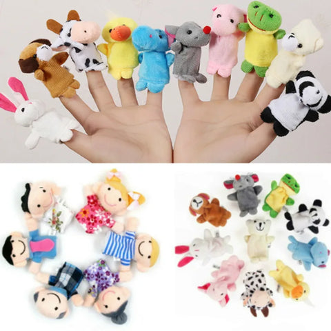 Baby Plush Animal Finger Puppets Set - Storytelling & Role Play Toy (6-12 pcs)