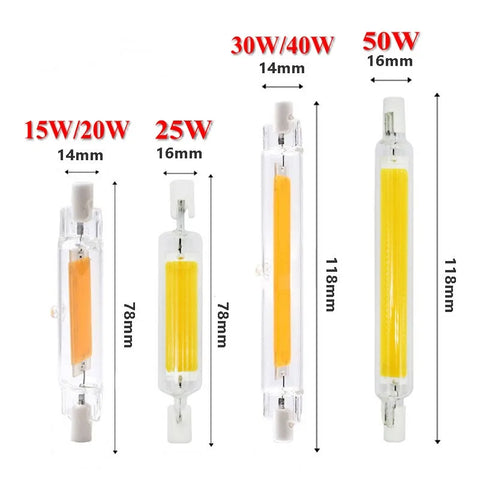 Dimmable LED R7s J118 J78 COB Bulb 118mm 78mm 110V-240V Glass Tube Home Light Halogen Replacement