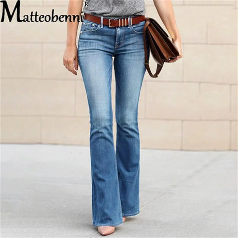 2024 Women's High Waist Flare Jeans Vintage Stretch Denim Wide Leg Pants with Pockets